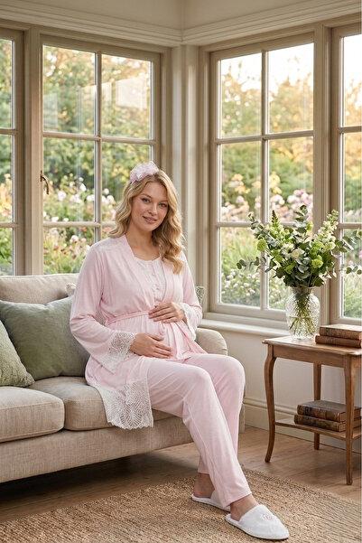 Lohussa New Season Powder Special Lace Detailed Design 100% Cotton Maternity ...