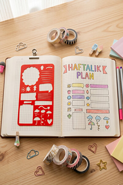 Karmelom Studio Riglă cu șablon pentru Bullet Journal cu prognoza meteo