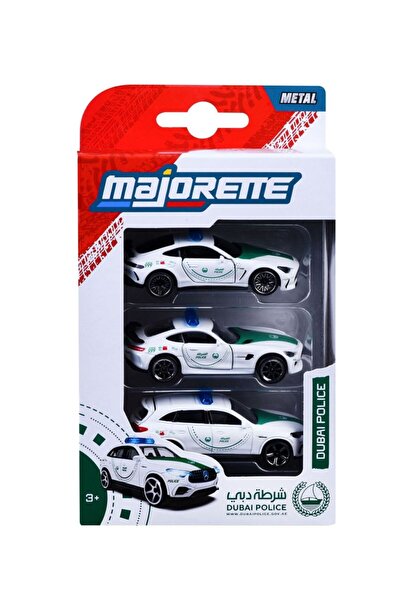 Majorette Set 3 mașinuțe de poliție Dubai metalice 7.5 cm
