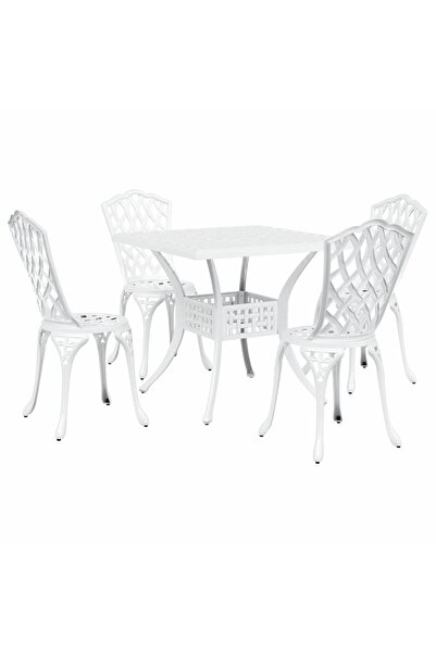 vidaxl Garden table set 5 pcs White Cast aluminum