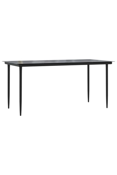 vidaxl Masă de grădină, negru, 160x80x74 cm, oțel & sticlă securizată