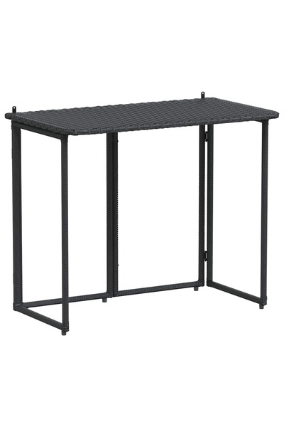 vidaxl Black Folding Garden Table 90x51x75 cm Poly Rattan