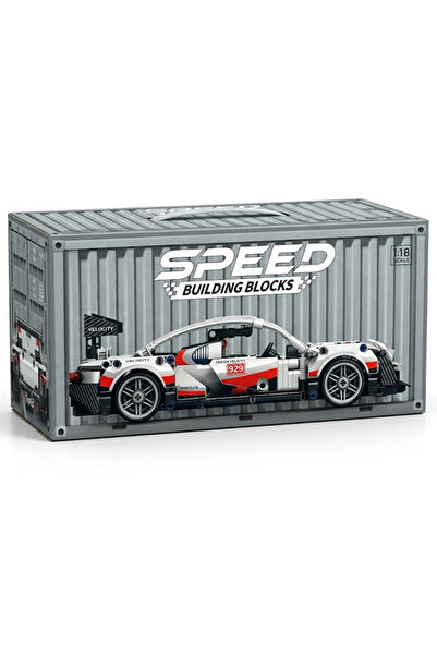 SPEED ألعاب تركيب مكعبات بناء بمقياس 1:18، سيارة سباق بيضاء قابلة للتركيب وال...