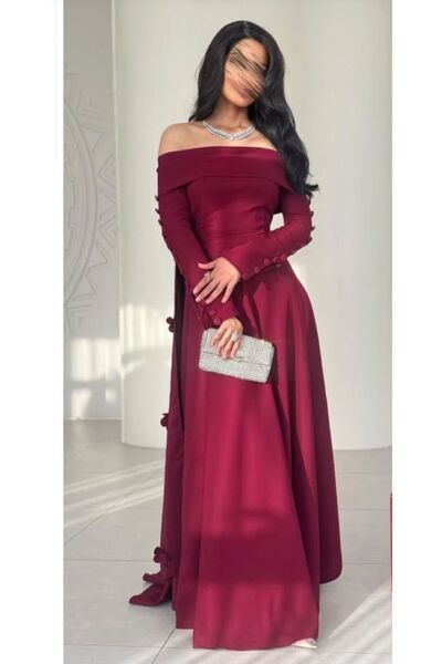 ZAHRAA BRAND Barbie Rose Evening Dress with Button Sleeves