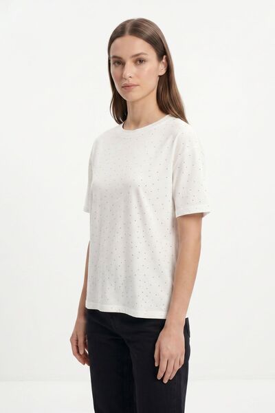 Rays Tricou Ecru Stone cu guler rotund 1762