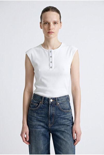 Sementa Tricou basic Ay Kol cu nervuri - Ecru