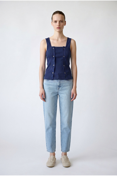 Sementa Square Neck Thick Strap Tank Top - Navy Blue