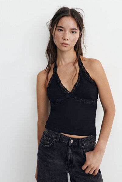 Pull & Bear Dantelli halter top