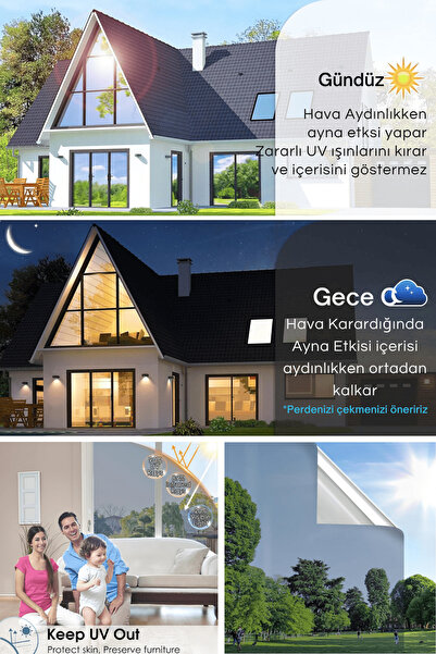 Technojet Statik Aynalı Cam Filmi UV Güneş Koruyucu Cam Kaplama