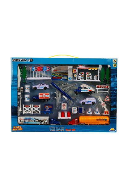 Maxx Wheels Set de joaca cu vehicule, Maxx Wheels, Aeroport, 40 piese, 1:87