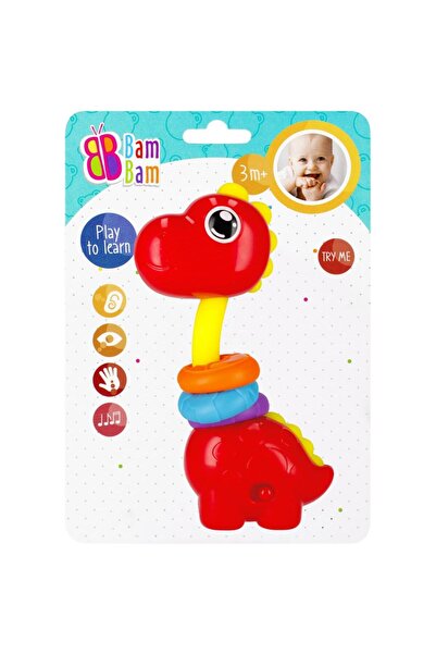 Bambam Jucarie bebelusi, BamBam, Dinozaurul cu inele, Rosu