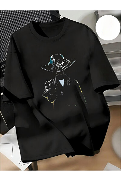 yiou trendy clothing تي شيرت رجالي أسود بأكمام قصيرة مطبوع