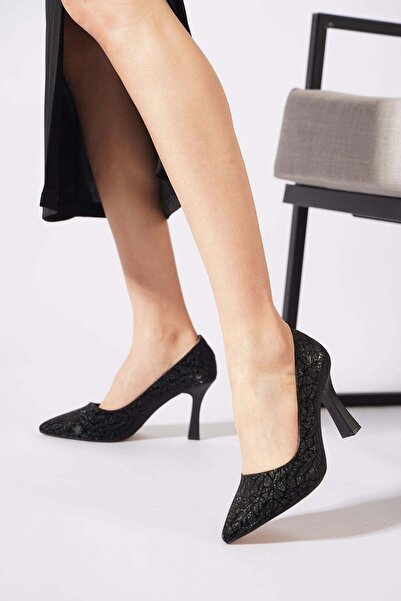 Moda Pie Opefe Flat Gova Women's Evening Dress Shoes Black Glitter