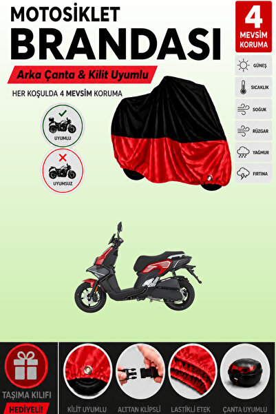 Cemku Double Black Top - Red Bottom, Rear Bag Compatible Mondial 125 Skuty Mo...