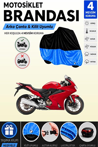 Cemku Double Black Top - Blue Bottom, Rear Bag Compatible Honda Vfr 800 Motor...