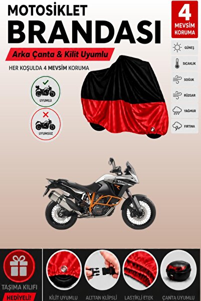 Cemku Double Black Top - Red Bottom, Rear Bag Compatible Ktm 1190 Adventure R...