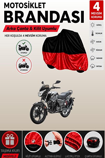 Cemku Double Black Top - Red Bottom, Rear Bag Compatible Asian Hero 125 Motor...
