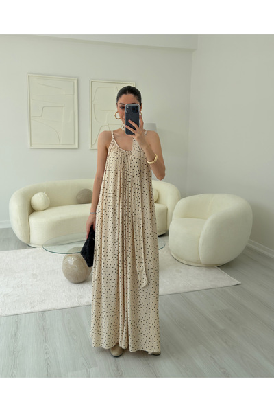 LUUNA STORE Rochie cu eșarfă cu buline de piatră