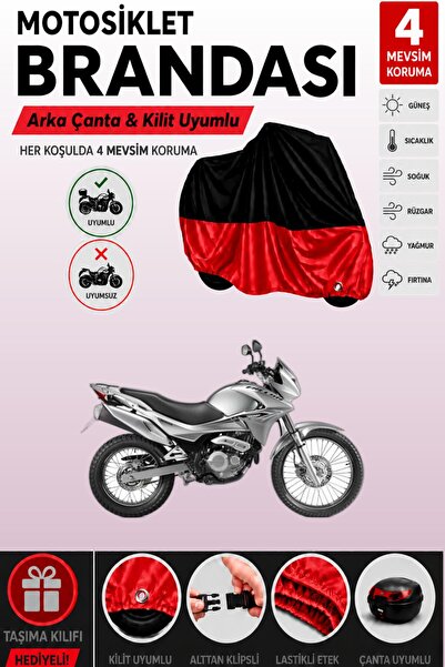 Cemku Double غطاء علوي أسود - سفلي أحمر، غطاء خلفي متوافق مع دراجة هوندا NX 4...