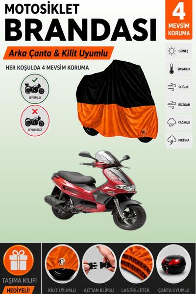 Cemku Double Black Top - Orange Bottom, Rear Bag Compatible Gilera Runner 180...