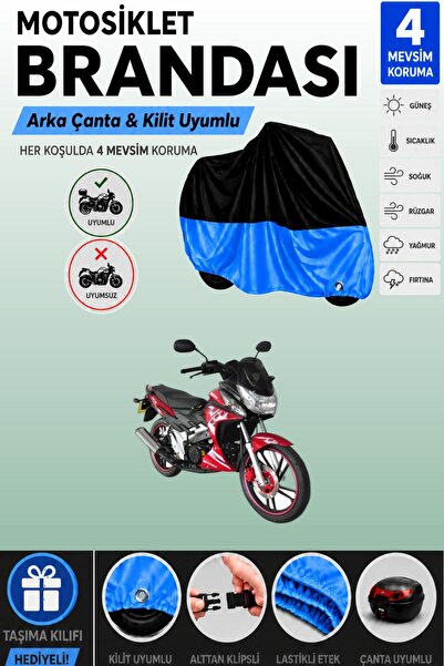 Cemku Double Black Top - Blue Bottom, Rear Bag Compatible Yuki Yıldız 130 Mot...