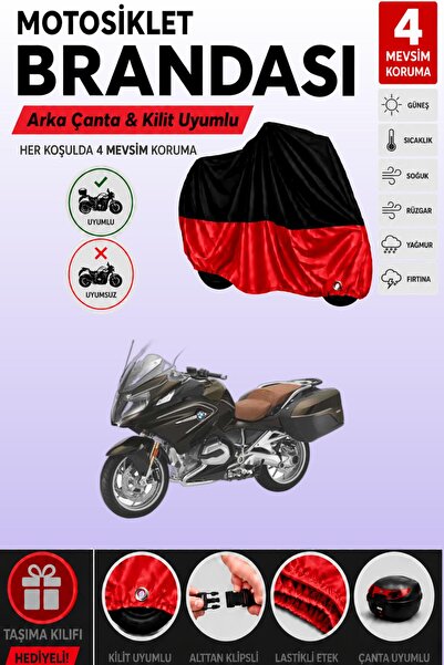 Cemku Double Black Top - Red Bottom, Rear Bag Compatible Bmw R 1200 Rt Motorc...