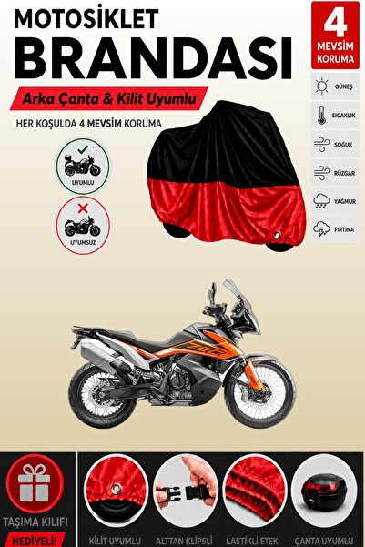 Cemku Double Black Top - Red Bottom, Rear Bag Compatible Ktm 790 Adventure Mo...