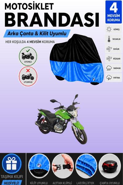 Cemku Double Black Top - Blue Bottom, Rear Bag Compatible Kuba Cr1 Motorcycle...