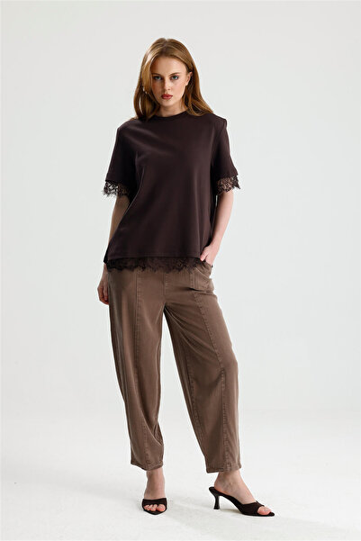 ROSE ARYA Brown Tencel Washable Trousers