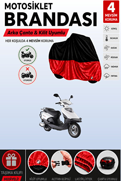 Cemku Double Black Top - Red Bottom, Rear Bag Compatible Kuba Gelli 125 Motor...