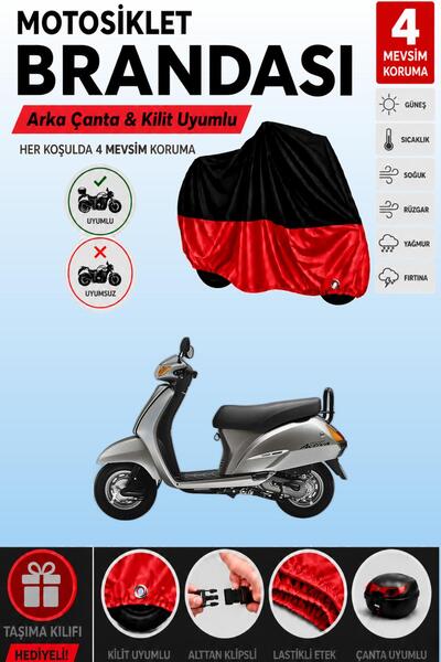Cemku Double Black Top - Red Bottom, Rear Bag Compatible Honda Activa 100 Mot...
