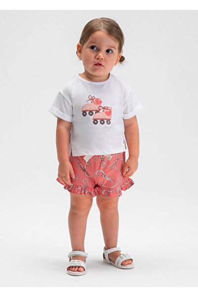 MAYORAL Baby Girl Combed Cotton Shorts Set Pink
