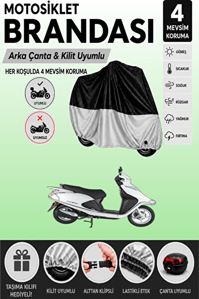 Cemku Double Black Top - Gray Bottom, Rear Bag Compatible Arora Alfa 110 Moto...