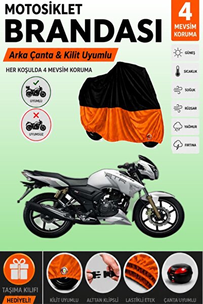 Cemku Double Black Top - Orange Bottom, Rear Bag Compatible Tvs Apache Rtr 18...