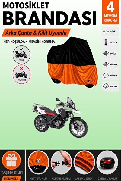 Cemku Double غطاء علوي أسود - سفلي برتقالي، غطاء خلفي متوافق مع دراجة BMW G 6...