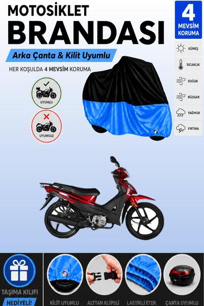 Cemku Double Black Top - Blue Bottom, Rear Bag Compatible Kuba Rainbow Motorc...