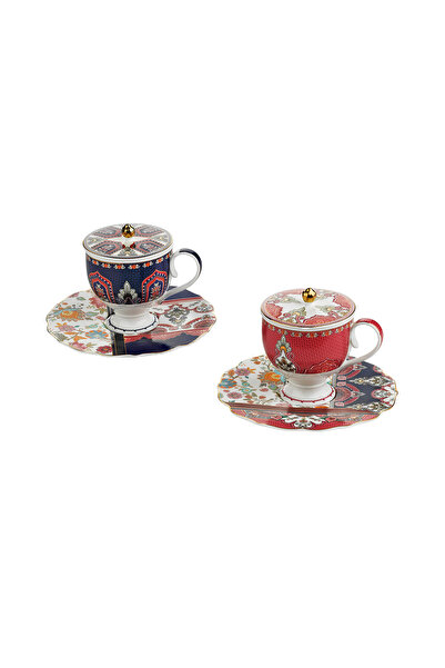 Lucky Art Etro Bone 2Li Kapakli Çay Fincani Seti 150 ml