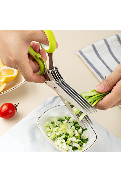 Generic سكاكين مطبخ سريعة وسهلة الاستخدام بخمس طبقات لقطع الأعشاب والتوابل مع...