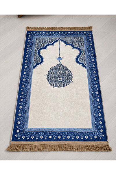 Bilenler Mihrap Patterned Thin Velvet Prayer Rug with Silky Texture
