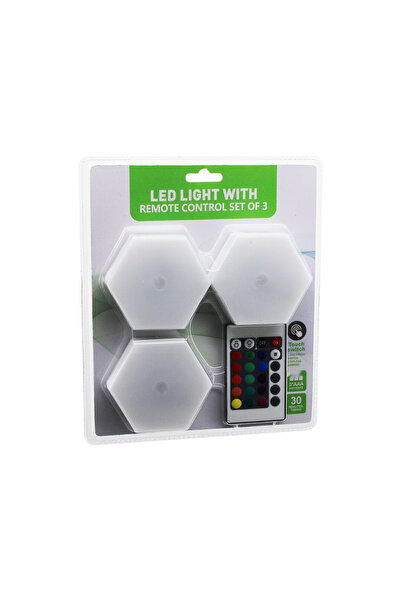 Go İthalat Altıgen Dokunmatik Duvar Lambası 3'lü Set RGB Kumandalı Pilli Oyun...