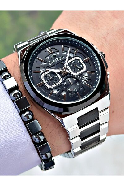 Bentini Men's Wrist Watch – Functional, Steel Band, Waterproof, 2-Year Warranty