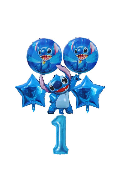 Baloane Vesele Stitch Blue Number 1 Birthday Balloon Set SET311-1