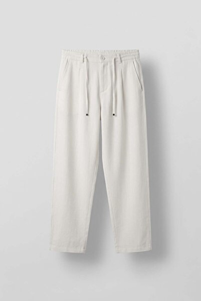 ablukaonline Men's Relaxed Fit Lace-Up Comfortable Fit Pants White
