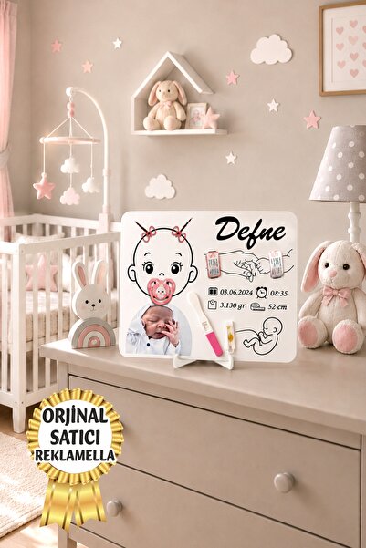 reklamella M3-Kişiye İsme Özel Bebek Doğum Panosu İlk Saç Hastane Bilekliği D...