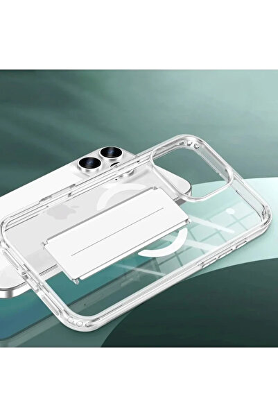 Hsc bilişim İphone 14 Pro Max Kılıf Alfa Magsafe Standlı Kapak - Şeffaf