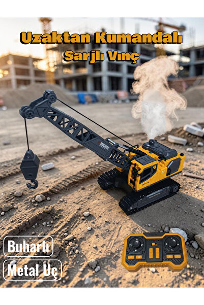 Gepettoys Uzaktan Kumandalı Full Fonksiyon Hareketli Vinç İş Makinesi ,Işıklı...