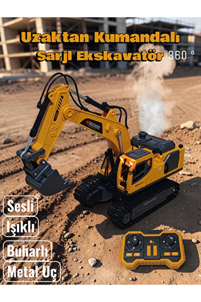 Gepettoys Uzaktan Kumandalı Çok Fonksiyonlu Ekskavatör Premium Model Metal Ha...