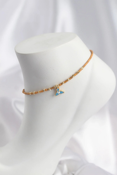 Marsilyan Nvdn- Brown Miyuki Beaded Fish Tail Motif Anklet Iegrs-Nvdn1