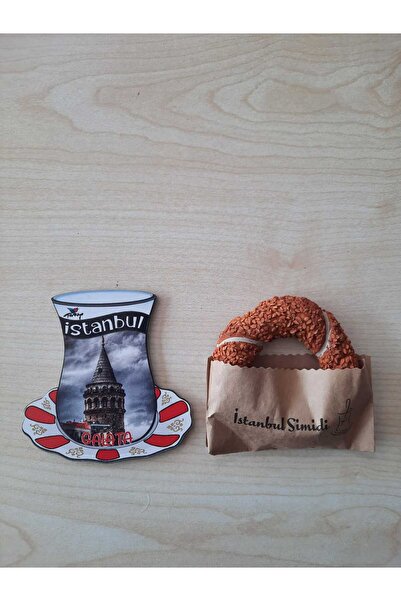 Party Country Dekoratif Simit ve Cay Bardağı Magnet Ölçü: Simit Çap 8 cm, Cay...