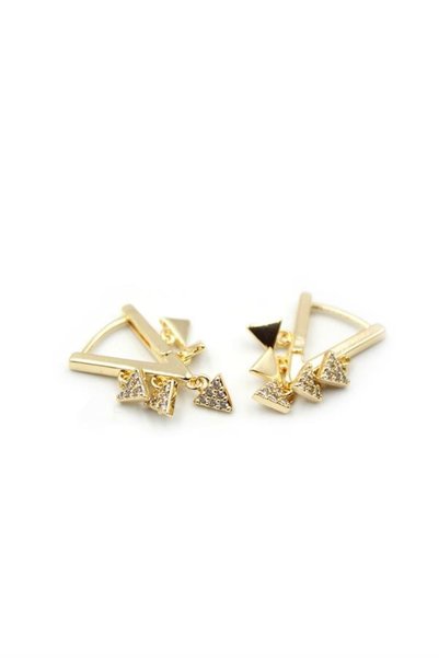 Ethab Ticaret Glb-stl41414 triangle dangle earrings - gold